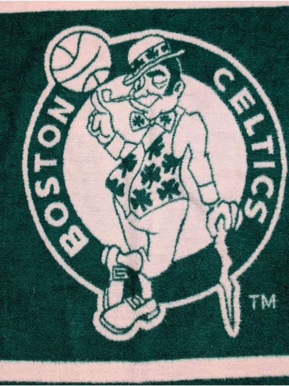Vintage 1980's Boston Celtics Green & White Reversible Throw Blanket - Vintage B